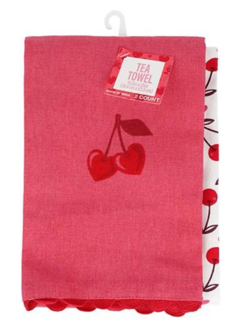 2 Pack Cherry Print Tea Towels (Total of 4 Towels)